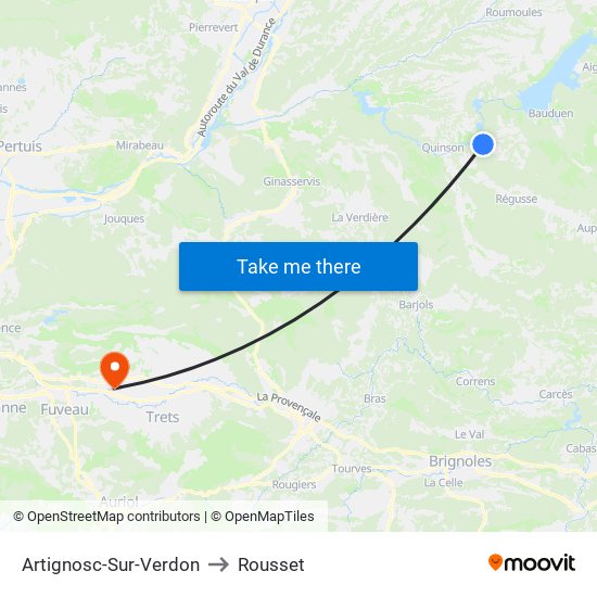 Artignosc-Sur-Verdon to Rousset map