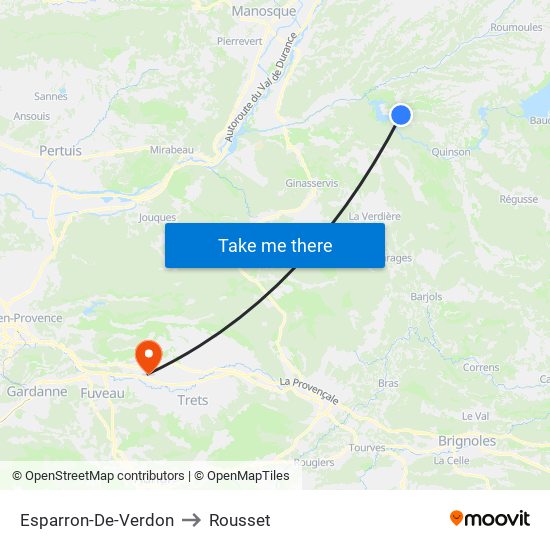 Esparron-De-Verdon to Rousset map