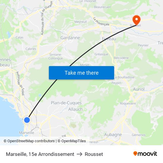 Marseille, 15e Arrondissement to Rousset map