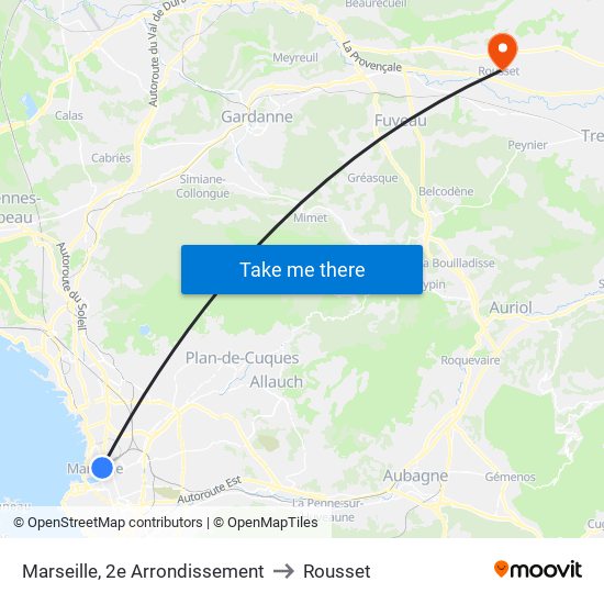 Marseille, 2e Arrondissement to Rousset map