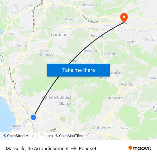 Marseille, 4e Arrondissement to Rousset map