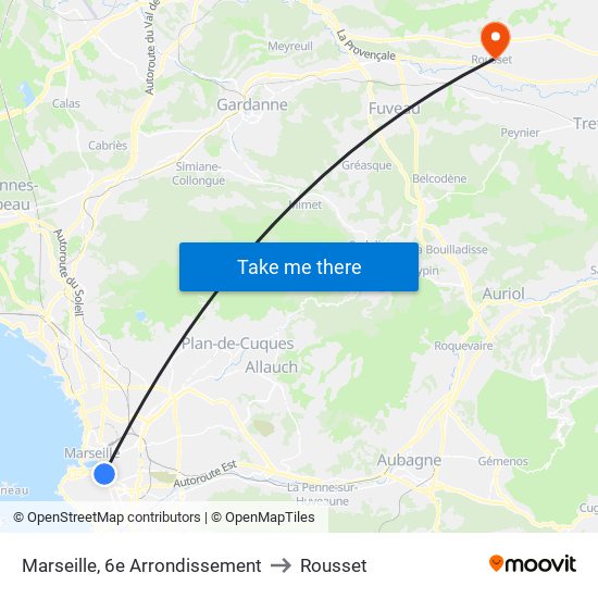 Marseille, 6e Arrondissement to Rousset map
