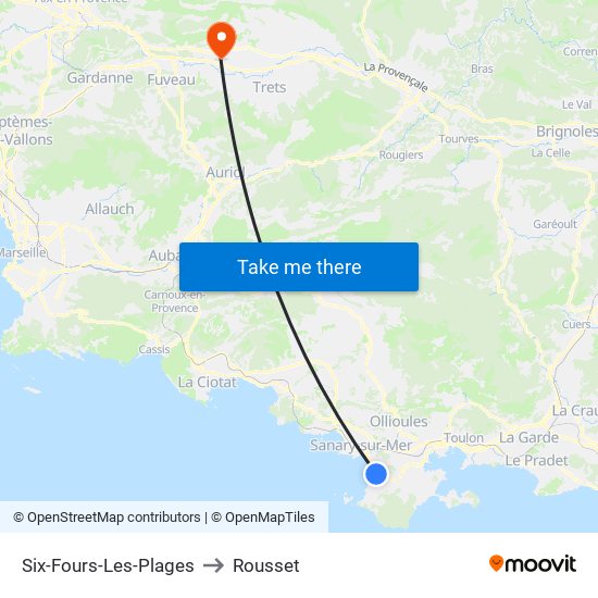 Six-Fours-Les-Plages to Rousset map