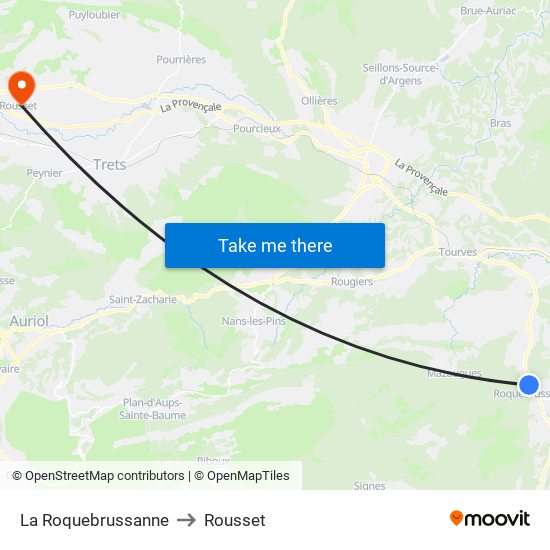 La Roquebrussanne to Rousset map