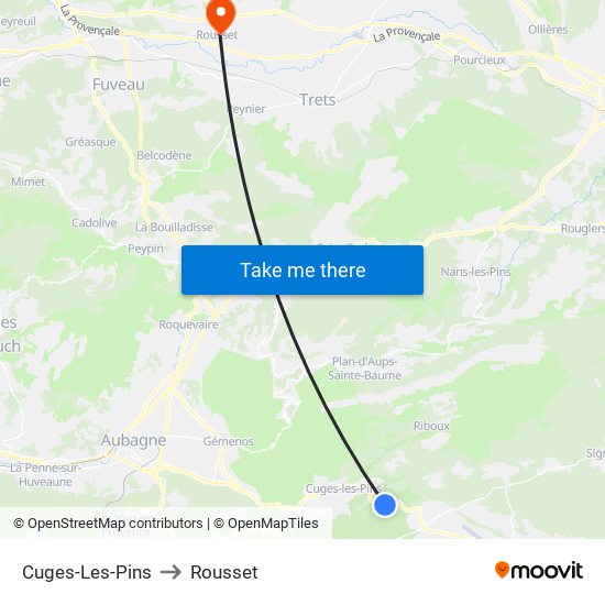 Cuges-Les-Pins to Rousset map