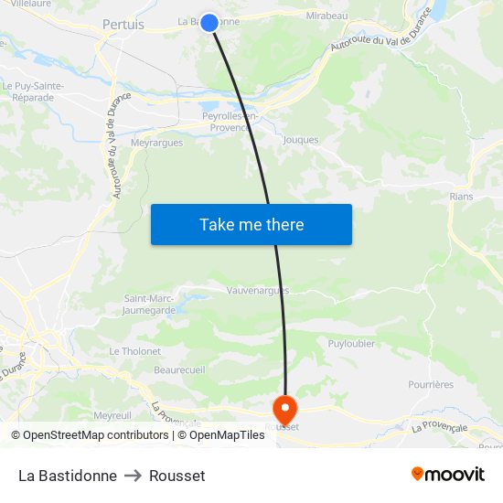La Bastidonne to Rousset map