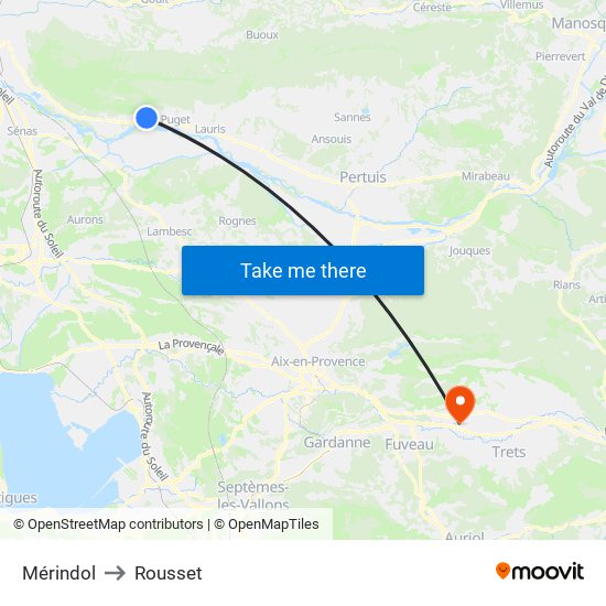Mérindol to Rousset map
