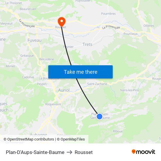 Plan-D'Aups-Sainte-Baume to Rousset map