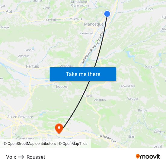 Volx to Rousset map