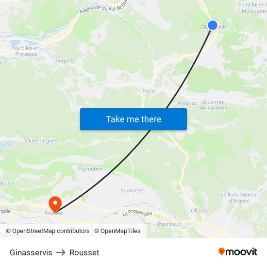 Ginasservis to Rousset map