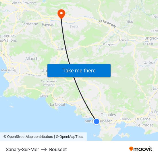 Sanary-Sur-Mer to Rousset map