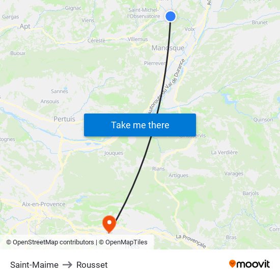 Saint-Maime to Rousset map