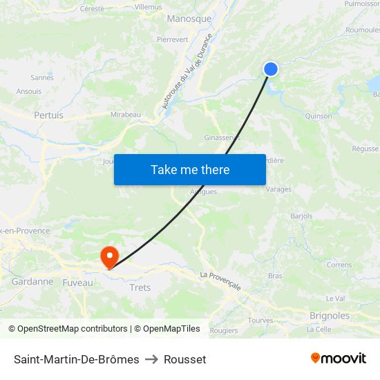 Saint-Martin-De-Brômes to Rousset map