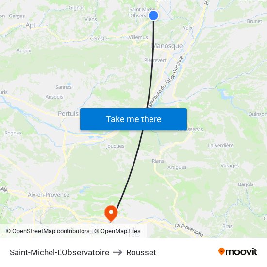 Saint-Michel-L'Observatoire to Rousset map