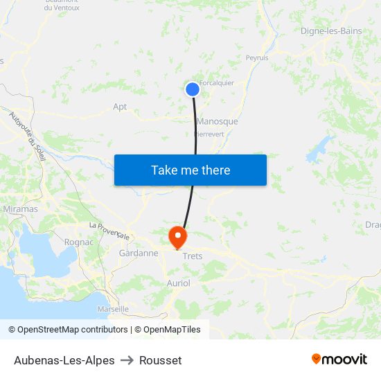 Aubenas-Les-Alpes to Rousset map