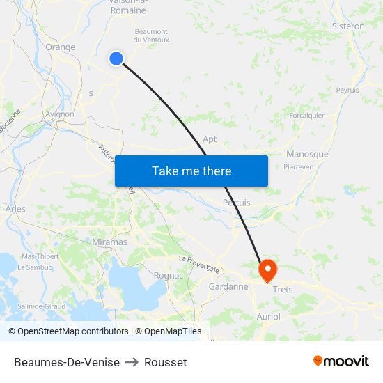 Beaumes-De-Venise to Rousset map