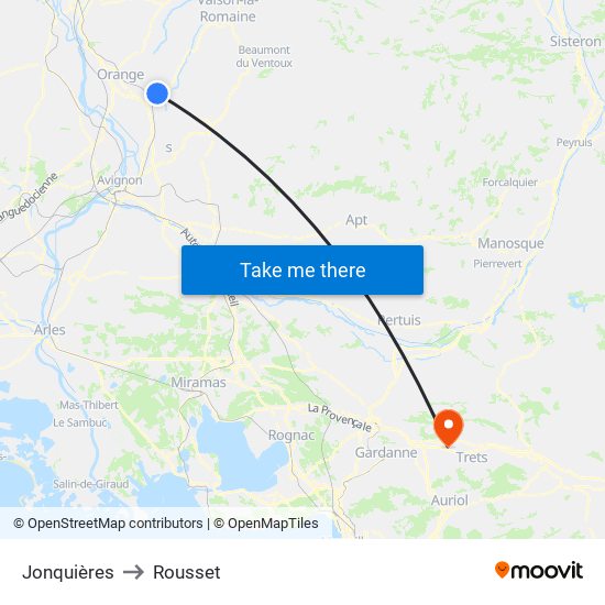Jonquières to Rousset map