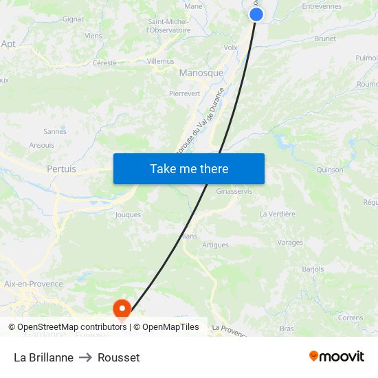 La Brillanne to Rousset map