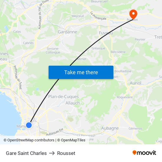 Gare Saint Charles to Rousset map