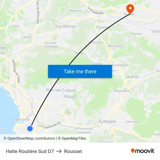 Halte Routière Sud D7 to Rousset map