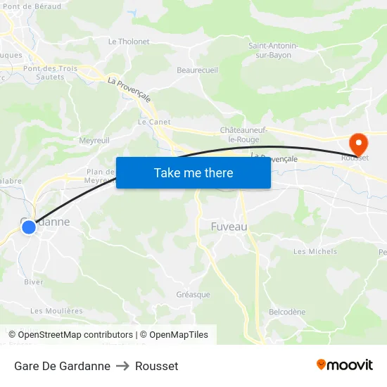 Gare De Gardanne to Rousset map