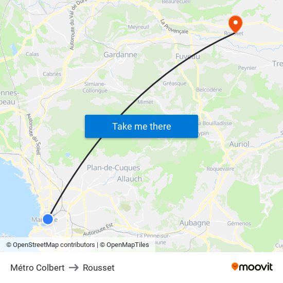 Métro Colbert to Rousset map