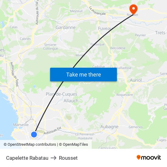 Capelette Rabatau to Rousset map