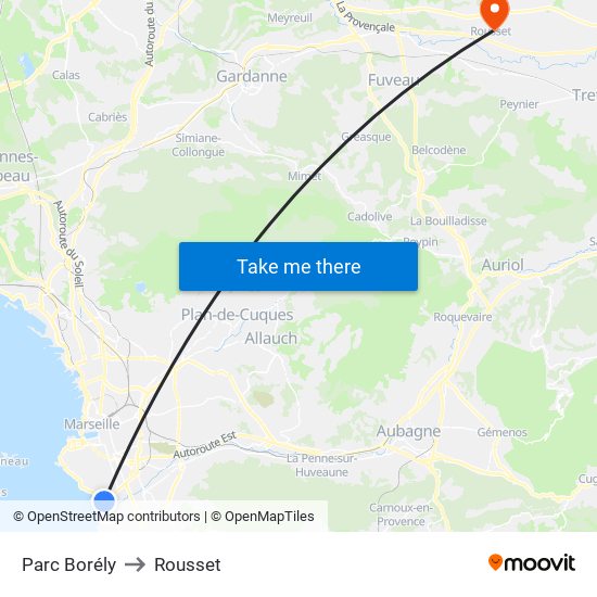Parc Borély to Rousset map