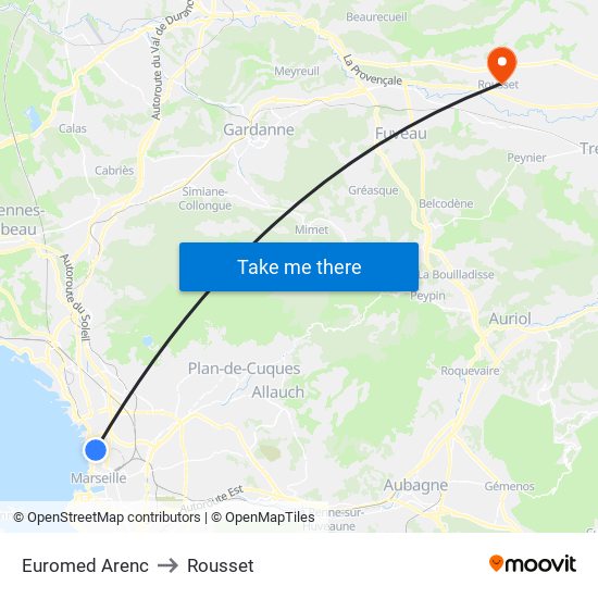 Euromed Arenc to Rousset map