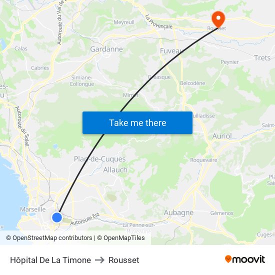 Hôpital De La Timone to Rousset map