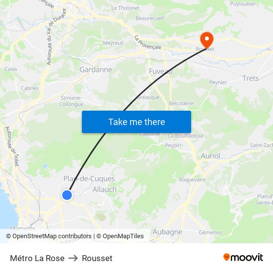 Métro La Rose to Rousset map