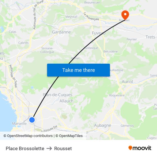 Place Brossolette to Rousset map