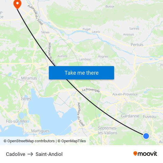 Cadolive to Saint-Andiol map