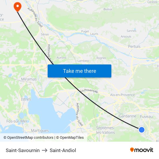 Saint-Savournin to Saint-Andiol map