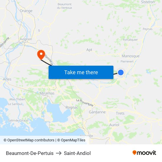 Beaumont-De-Pertuis to Saint-Andiol map