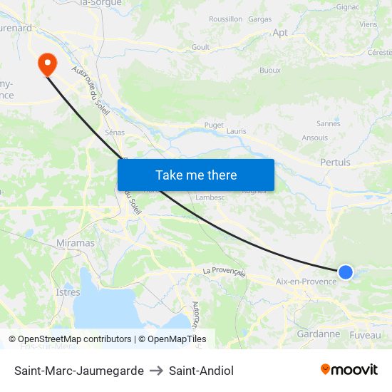 Saint-Marc-Jaumegarde to Saint-Andiol map