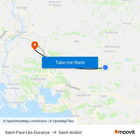 Saint-Paul-Lès-Durance to Saint-Andiol map