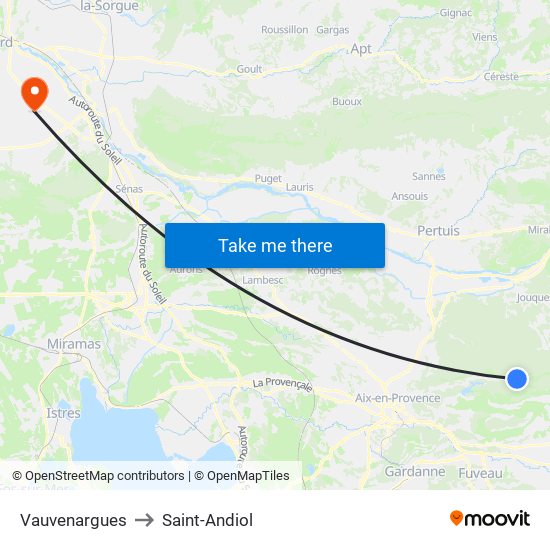 Vauvenargues to Saint-Andiol map