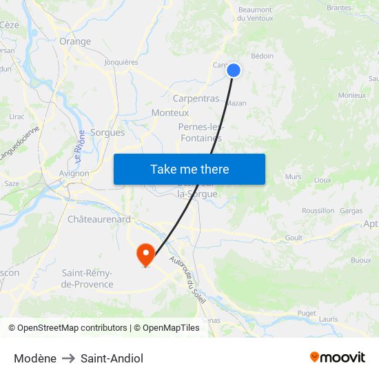 Modène to Saint-Andiol map