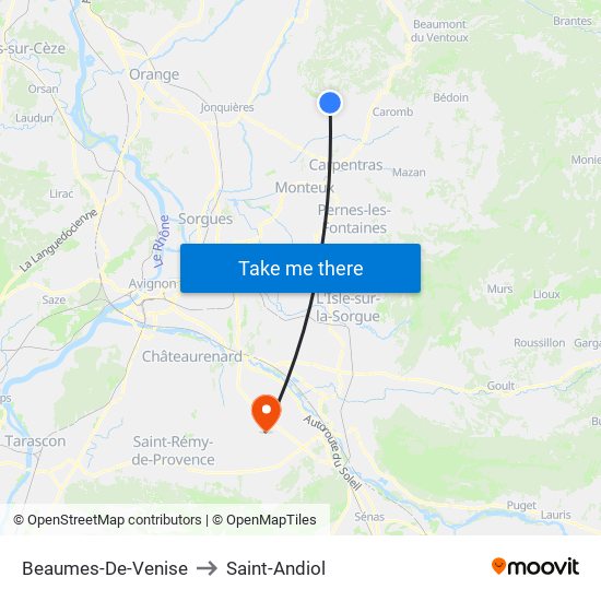 Beaumes-De-Venise to Saint-Andiol map