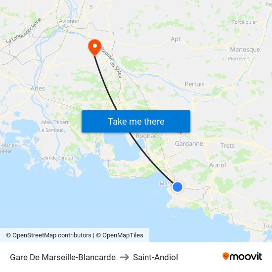 Gare De Marseille-Blancarde to Saint-Andiol map