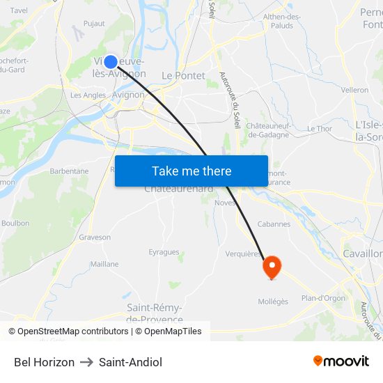 Bel Horizon to Saint-Andiol map