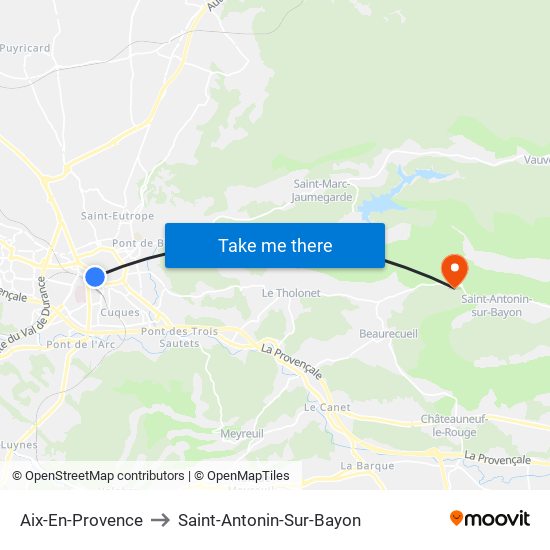 Aix-En-Provence to Saint-Antonin-Sur-Bayon map