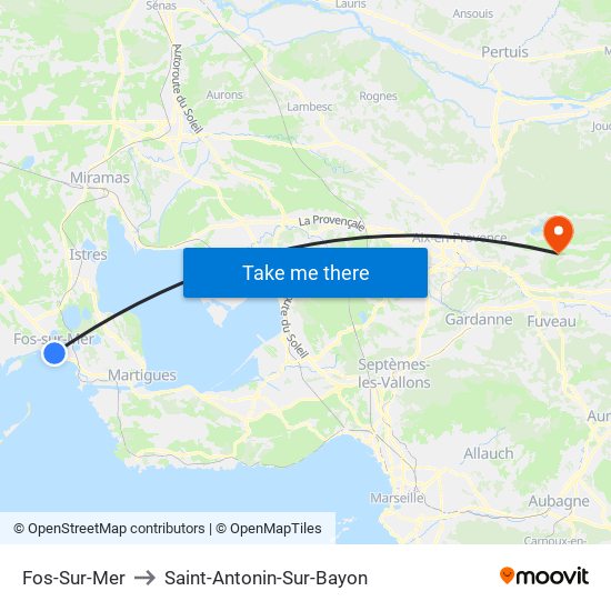 Fos-Sur-Mer to Saint-Antonin-Sur-Bayon map