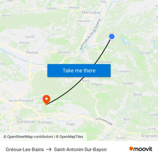 Gréoux-Les-Bains to Saint-Antonin-Sur-Bayon map