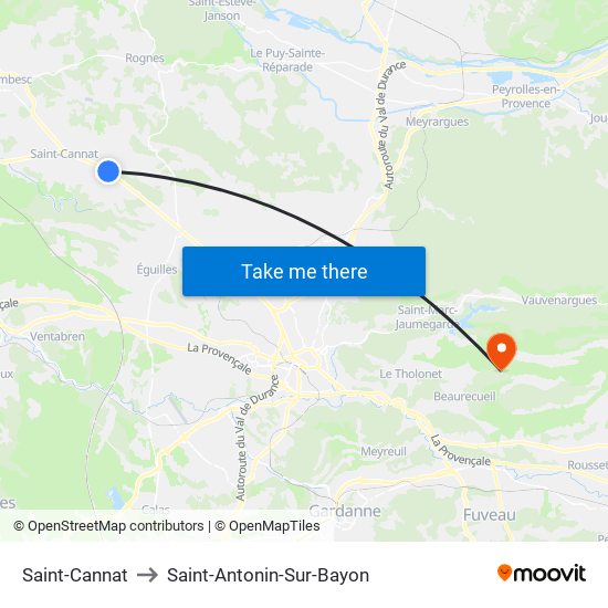 Saint-Cannat to Saint-Antonin-Sur-Bayon map