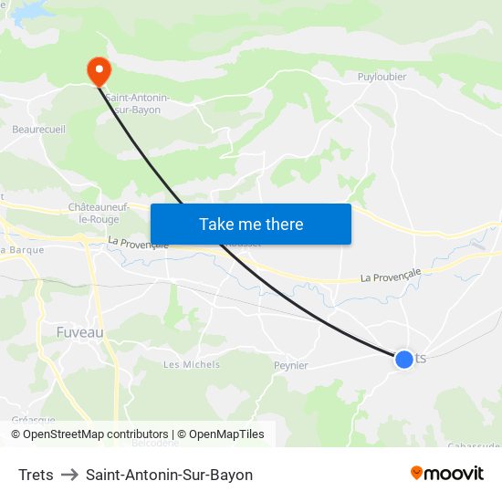 Trets to Saint-Antonin-Sur-Bayon map