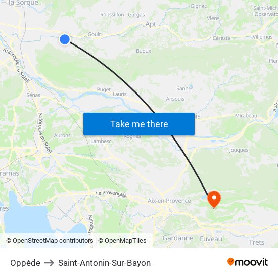 Oppède to Saint-Antonin-Sur-Bayon map