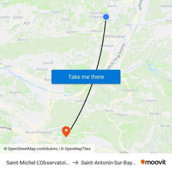 Saint-Michel-L'Observatoire to Saint-Antonin-Sur-Bayon map