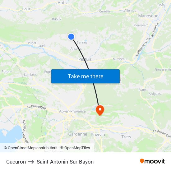 Cucuron to Saint-Antonin-Sur-Bayon map